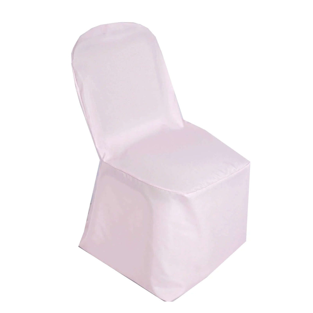 10 Pack Polyester Chair Cover for Banquet Chairs Blush - Stain - Resistant Reusable Slip - On Slipcover - Bell Racket Store