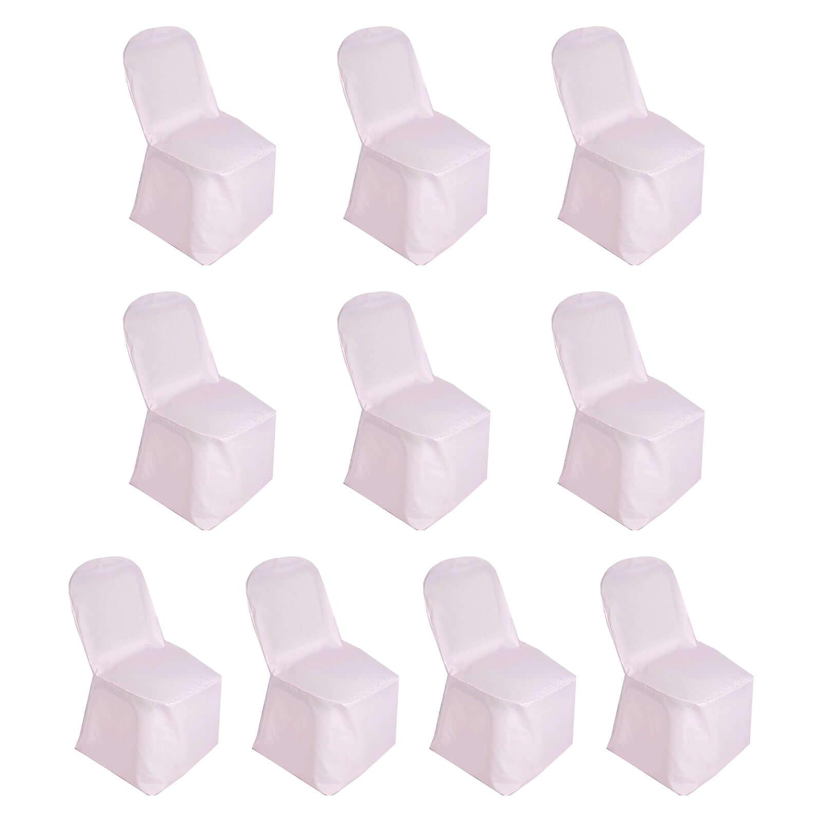 10 Pack Polyester Chair Cover for Banquet Chairs Blush - Stain - Resistant Reusable Slip - On Slipcover - Bell Racket Store