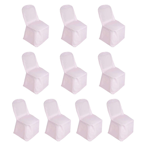 10 Pack Polyester Chair Cover for Banquet Chairs Blush - Stain - Resistant Reusable Slip - On Slipcover - Bell Racket Store