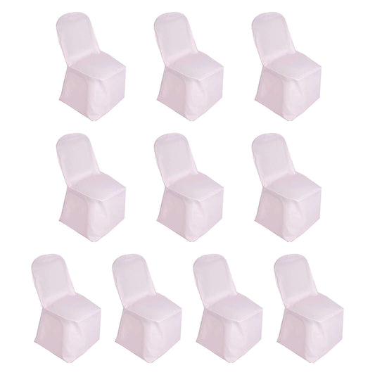 10 Pack Polyester Chair Cover for Banquet Chairs Blush - Stain - Resistant Reusable Slip - On Slipcover - Bell Racket Store