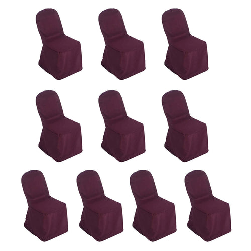 10 Pack Polyester Chair Cover for Banquet Chairs Burgundy - Stain - Resistant Reusable Slip - On Slipcover - Bell Racket Store