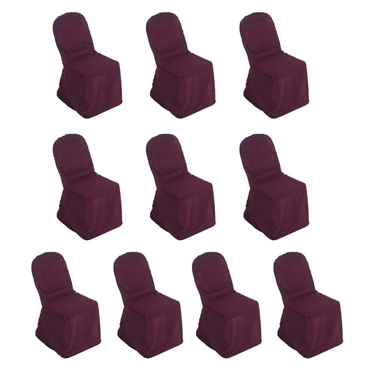 10 Pack Polyester Chair Cover for Banquet Chairs Burgundy - Stain - Resistant Reusable Slip - On Slipcover - Bell Racket Store