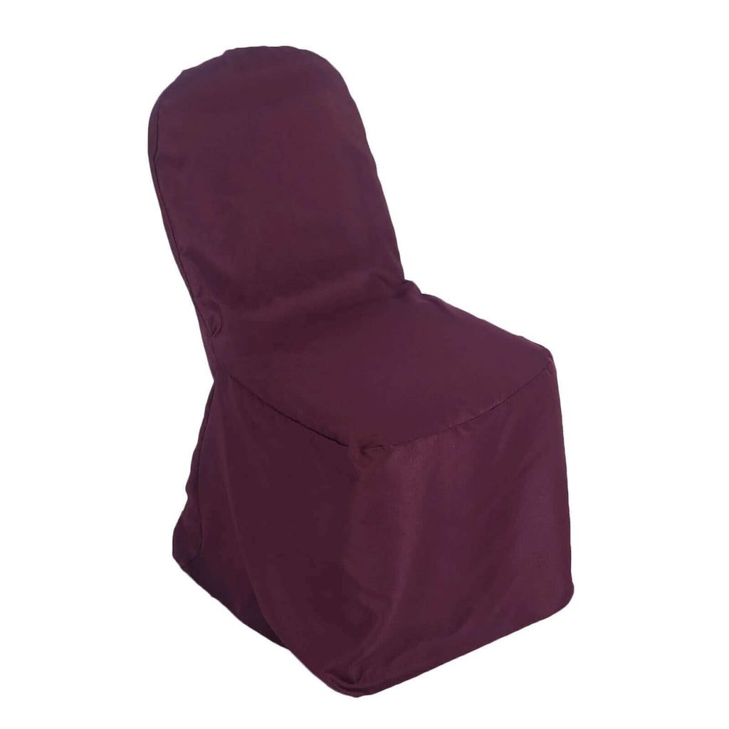 10 Pack Polyester Chair Cover for Banquet Chairs Burgundy - Stain - Resistant Reusable Slip - On Slipcover - Bell Racket Store