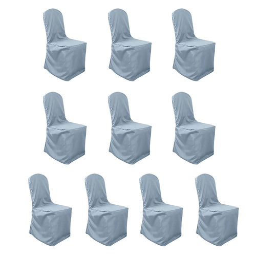 10 Pack Polyester Chair Cover for Banquet Chairs Dusty Blue - Stain - Resistant Reusable Slip - On Slipcover - Bell Racket Store