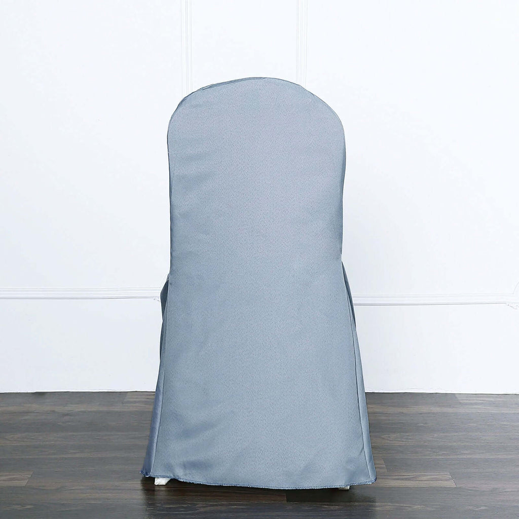 10 Pack Polyester Chair Cover for Banquet Chairs Dusty Blue - Stain - Resistant Reusable Slip - On Slipcover - Bell Racket Store