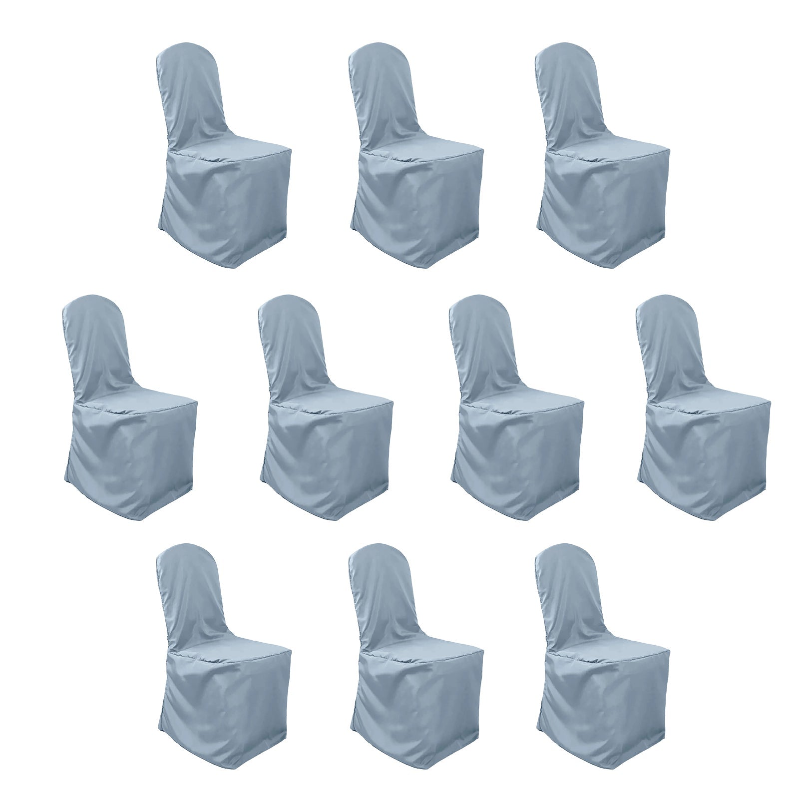 10 Pack Polyester Chair Cover for Banquet Chairs Dusty Blue - Stain - Resistant Reusable Slip - On Slipcover - Bell Racket Store