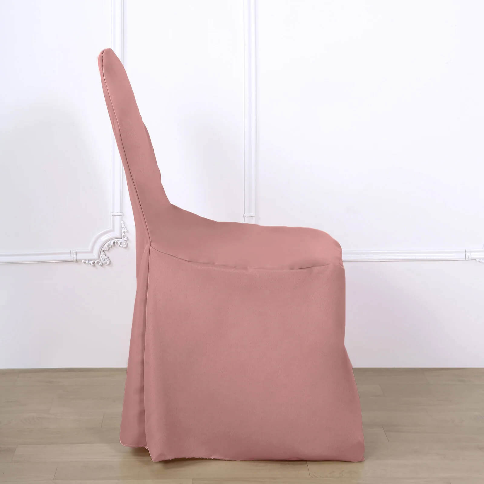 10 Pack Polyester Chair Cover for Banquet Chairs Dusty Rose - Stain - Resistant Reusable Slip - On Slipcover - Bell Racket Store