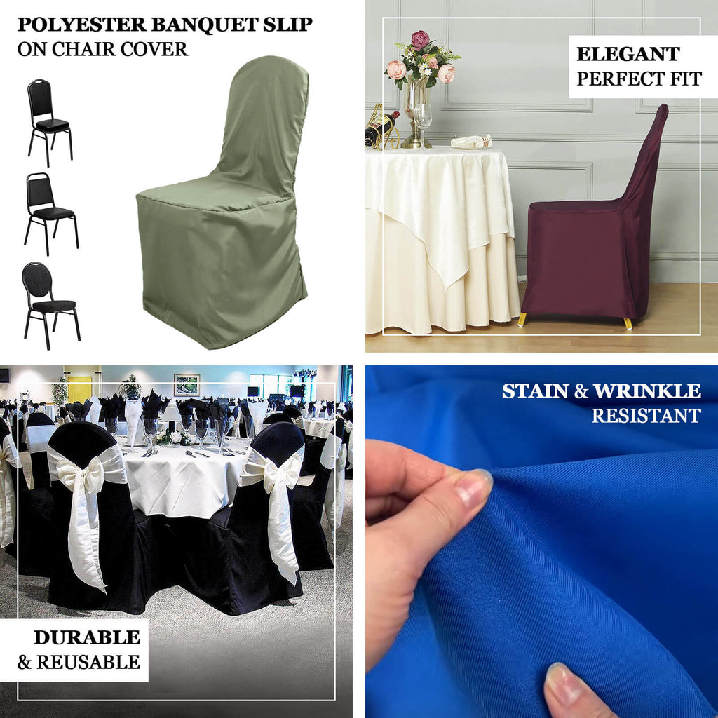 10 Pack Polyester Chair Cover for Banquet Chairs Dusty Rose - Stain - Resistant Reusable Slip - On Slipcover - Bell Racket Store