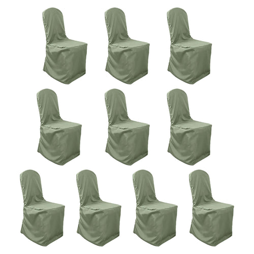 10 Pack Polyester Chair Cover for Banquet Chairs Dusty Sage Green - Stain - Resistant Reusable Slip - On Slipcover - Bell Racket Store