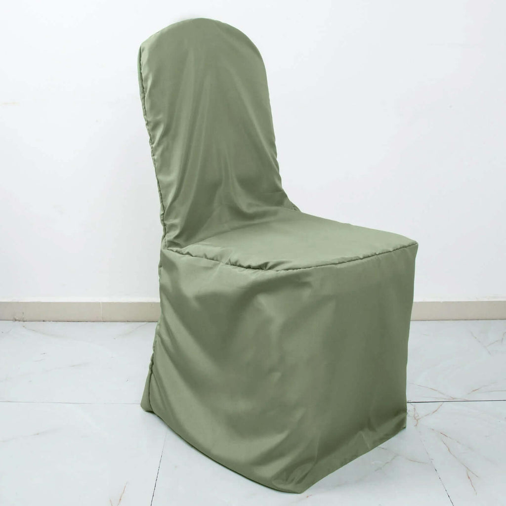 10 Pack Polyester Chair Cover for Banquet Chairs Dusty Sage Green - Stain - Resistant Reusable Slip - On Slipcover - Bell Racket Store