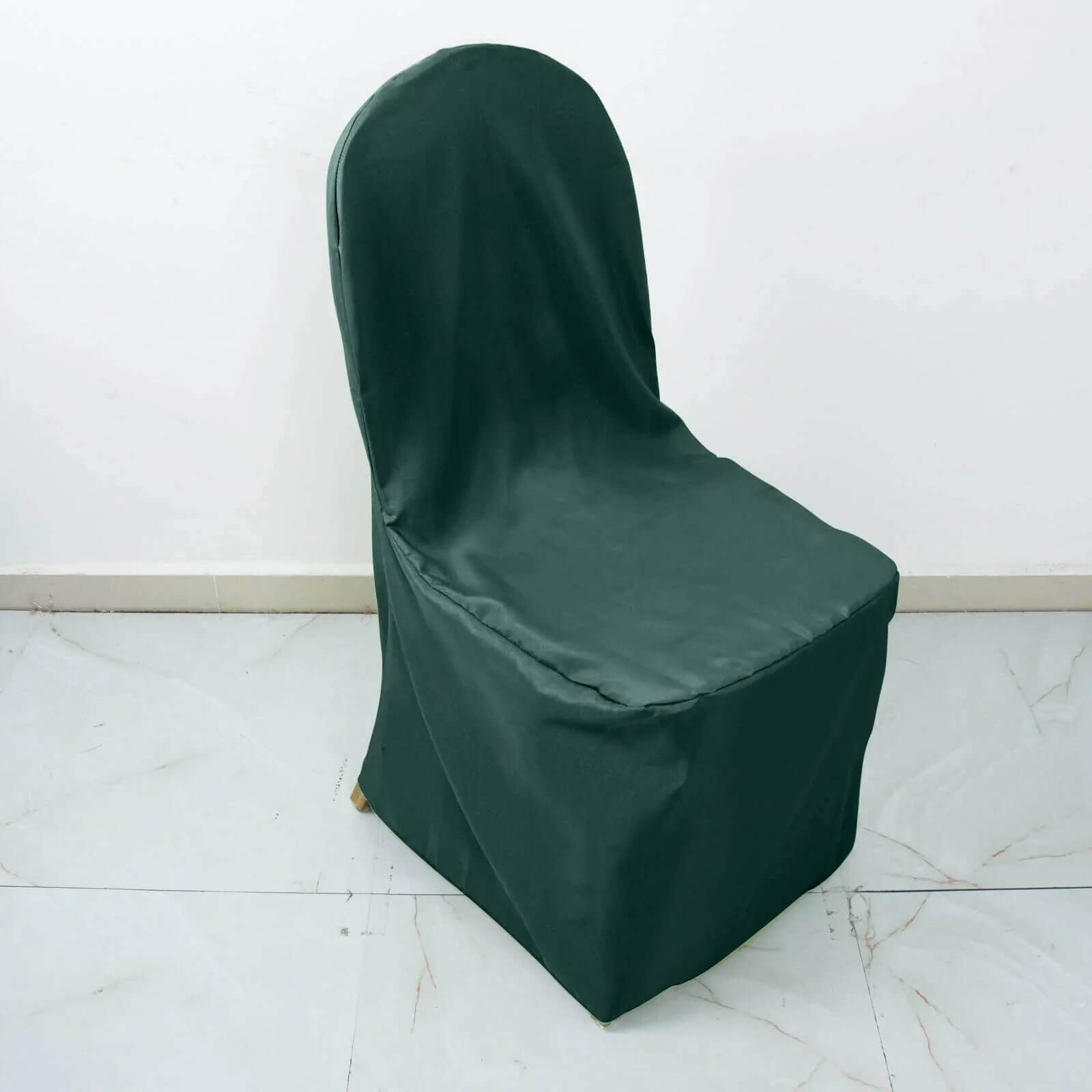 10 Pack Polyester Chair Cover for Banquet Chairs Hunter Emerald Green - Stain - Resistant Reusable Slip - On Slipcover - Bell Racket Store