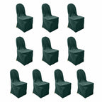 10 Pack Polyester Chair Cover for Banquet Chairs Hunter Emerald Green - Stain - Resistant Reusable Slip - On Slipcover - Bell Racket Store