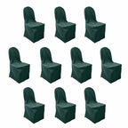 10 Pack Polyester Chair Cover for Banquet Chairs Hunter Emerald Green - Stain - Resistant Reusable Slip - On Slipcover - Bell Racket Store