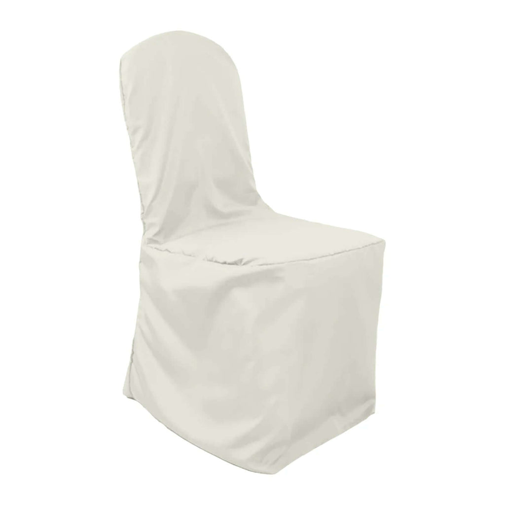 10 Pack Polyester Chair Cover for Banquet Chairs Ivory - Stain - Resistant Reusable Slip - On Slipcover - Bell Racket Store