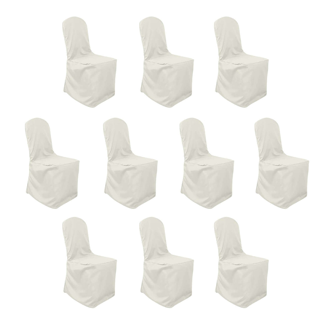 10 Pack Polyester Chair Cover for Banquet Chairs Ivory - Stain - Resistant Reusable Slip - On Slipcover - Bell Racket Store