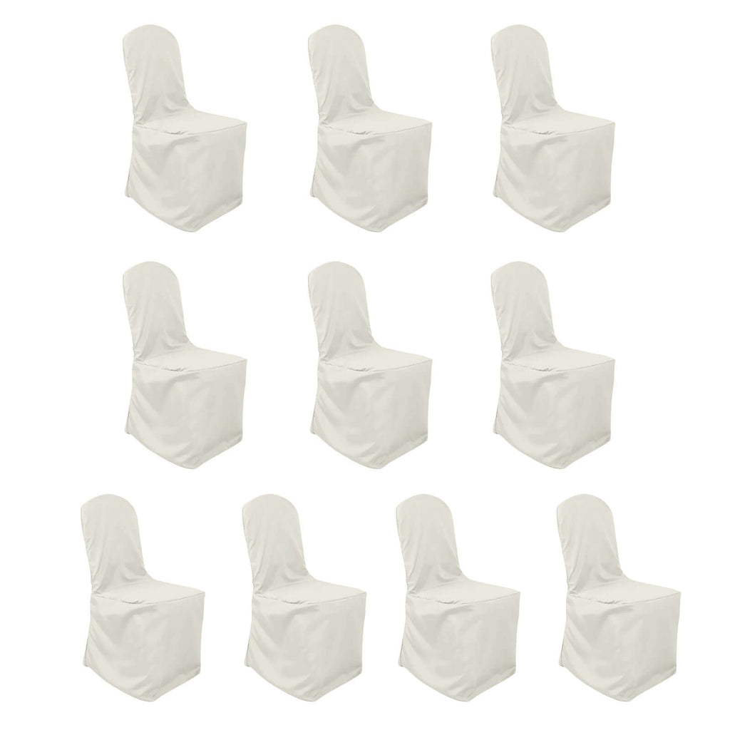 10 Pack Polyester Chair Cover for Banquet Chairs Ivory - Stain - Resistant Reusable Slip - On Slipcover - Bell Racket Store