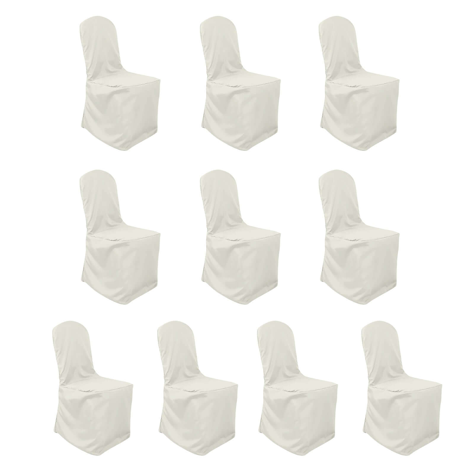10 Pack Polyester Chair Cover for Banquet Chairs Ivory - Stain - Resistant Reusable Slip - On Slipcover - Bell Racket Store