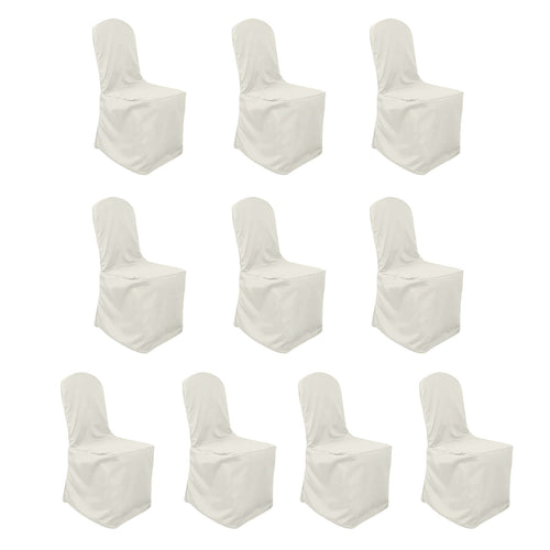 10 Pack Polyester Chair Cover for Banquet Chairs Ivory - Stain - Resistant Reusable Slip - On Slipcover - Bell Racket Store