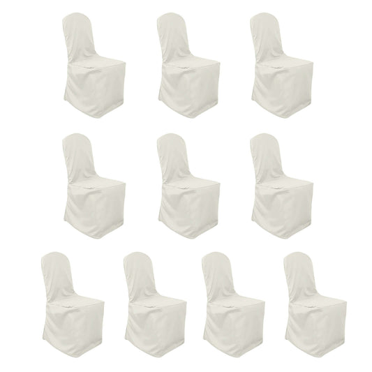 10 Pack Polyester Chair Cover for Banquet Chairs Ivory - Stain - Resistant Reusable Slip - On Slipcover - Bell Racket Store