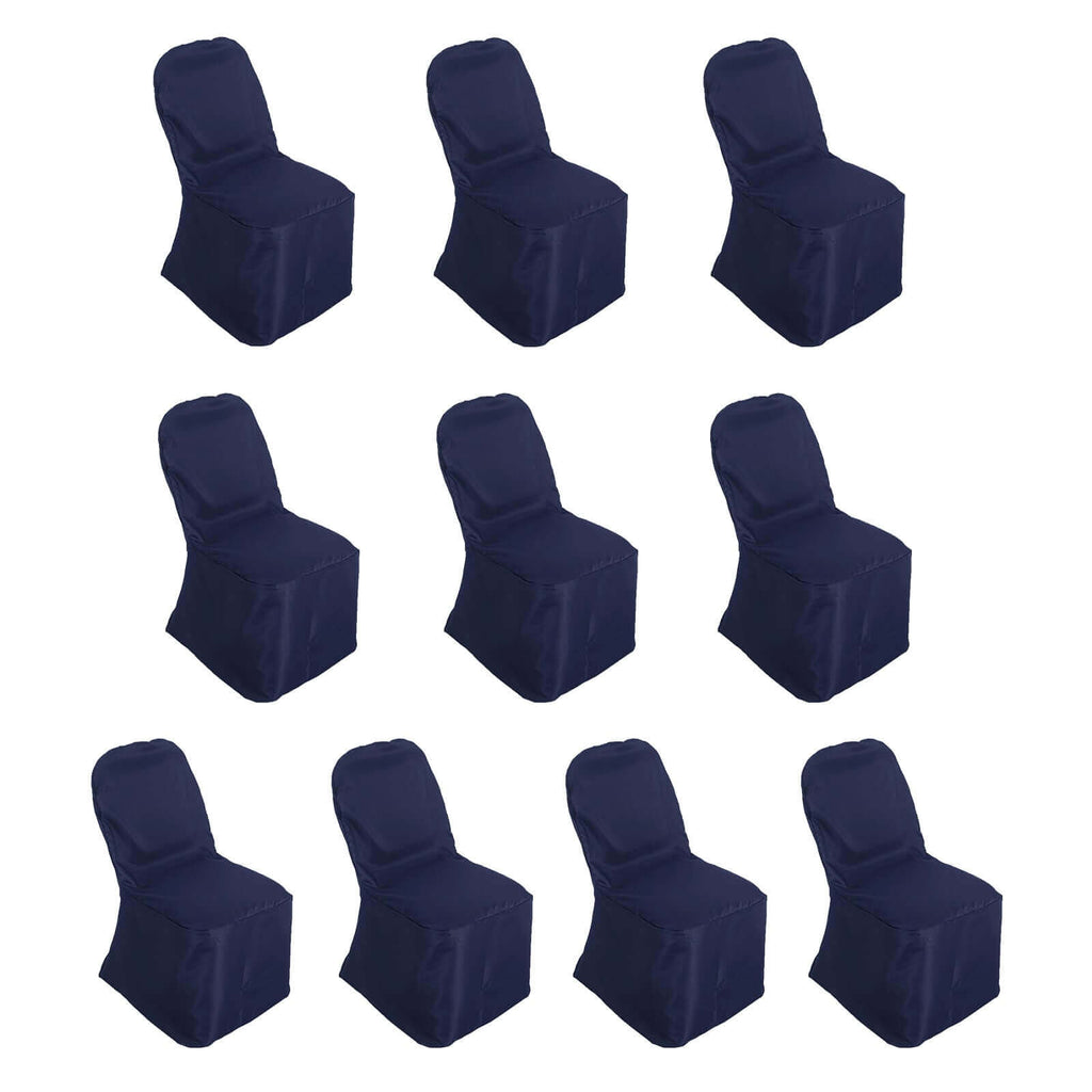 10 Pack Polyester Chair Cover for Banquet Chairs Navy Blue - Stain - Resistant Reusable Slip - On Slipcover - Bell Racket Store
