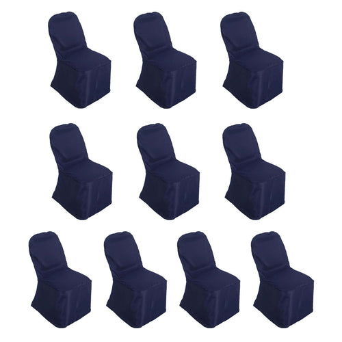 10 Pack Polyester Chair Cover for Banquet Chairs Navy Blue - Stain - Resistant Reusable Slip - On Slipcover - Bell Racket Store