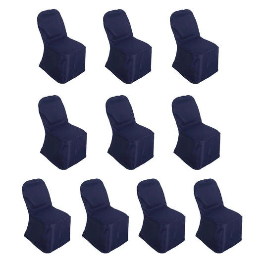 10 Pack Polyester Chair Cover for Banquet Chairs Navy Blue - Stain - Resistant Reusable Slip - On Slipcover - Bell Racket Store