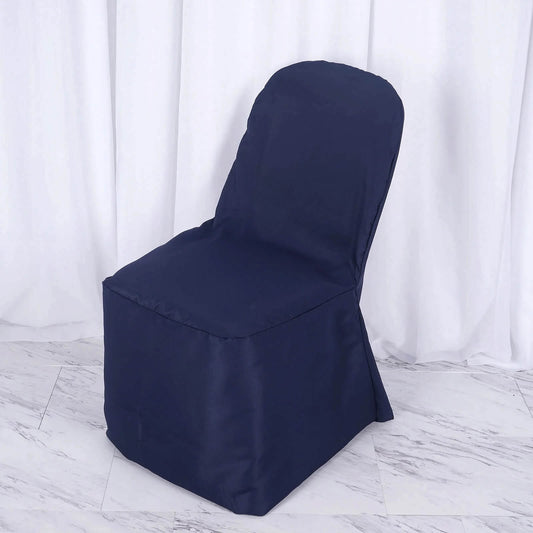 10 Pack Polyester Chair Cover for Banquet Chairs Navy Blue - Stain - Resistant Reusable Slip - On Slipcover - Bell Racket Store