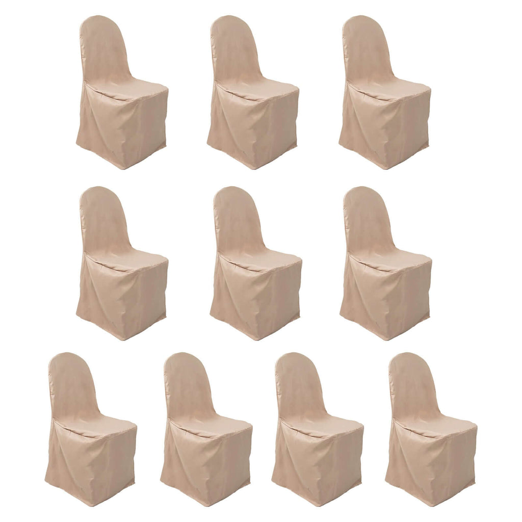10 Pack Polyester Chair Cover for Banquet Chairs Nude - Stain - Resistant Reusable Slip - On Slipcover - Bell Racket Store