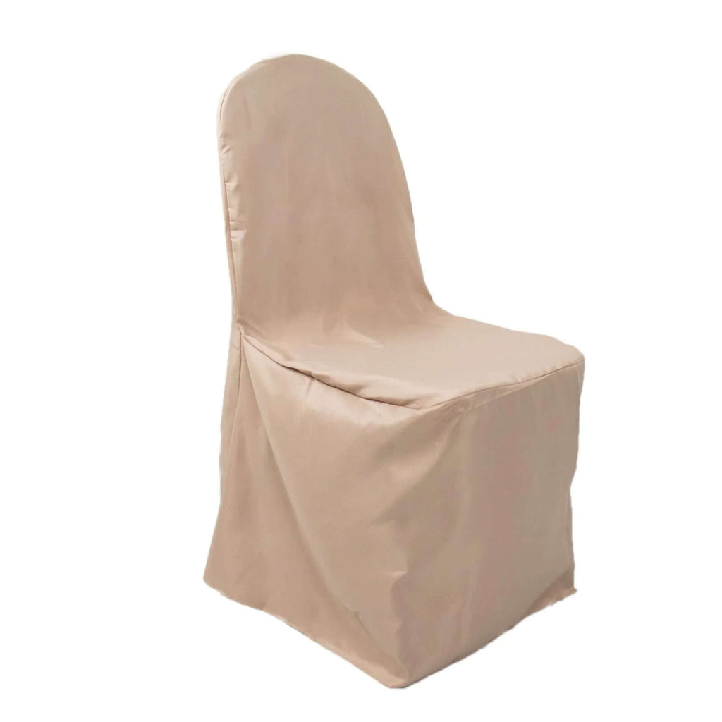 10 Pack Polyester Chair Cover for Banquet Chairs Nude - Stain - Resistant Reusable Slip - On Slipcover - Bell Racket Store