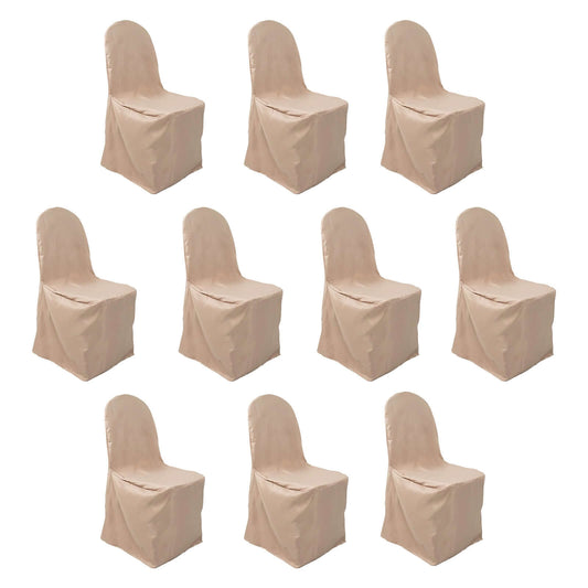 10 Pack Polyester Chair Cover for Banquet Chairs Nude - Stain - Resistant Reusable Slip - On Slipcover - Bell Racket Store