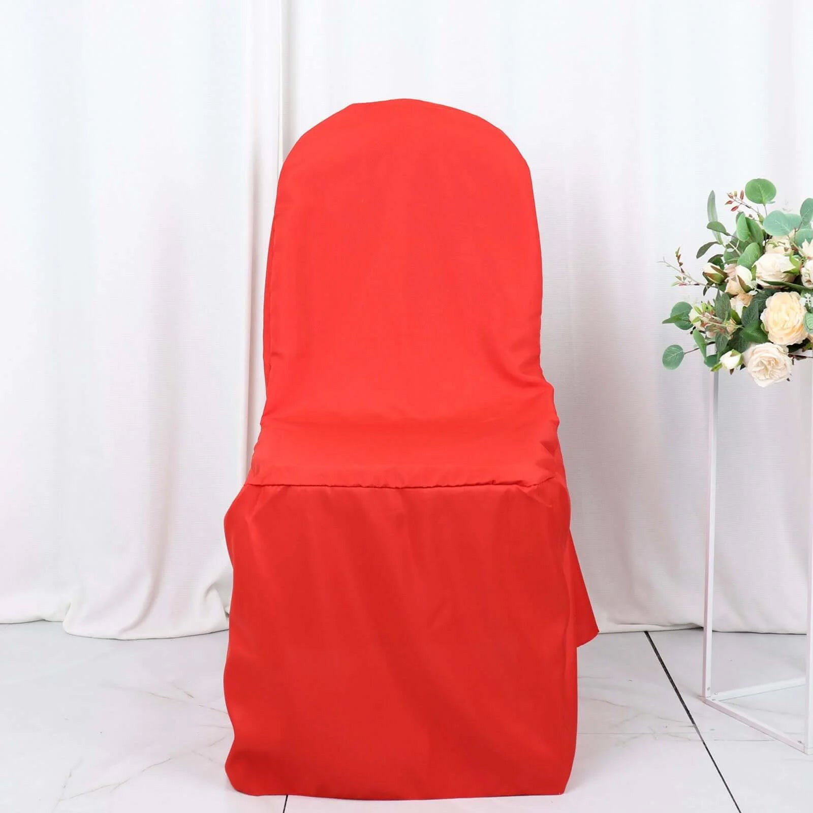 10 Pack Polyester Chair Cover for Banquet Chairs Red - Stain - Resistant Reusable Slip - On Slipcover - Bell Racket Store