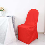 10 Pack Polyester Chair Cover for Banquet Chairs Red - Stain - Resistant Reusable Slip - On Slipcover - Bell Racket Store