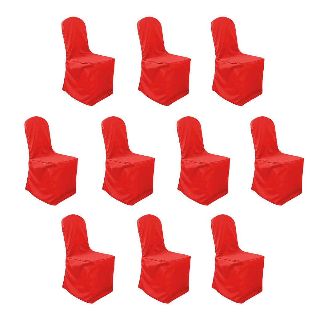 10 Pack Polyester Chair Cover for Banquet Chairs Red - Stain - Resistant Reusable Slip - On Slipcover - Bell Racket Store