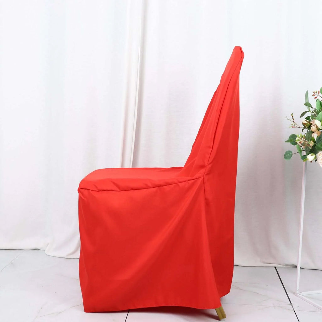 10 Pack Polyester Chair Cover for Banquet Chairs Red - Stain - Resistant Reusable Slip - On Slipcover - Bell Racket Store