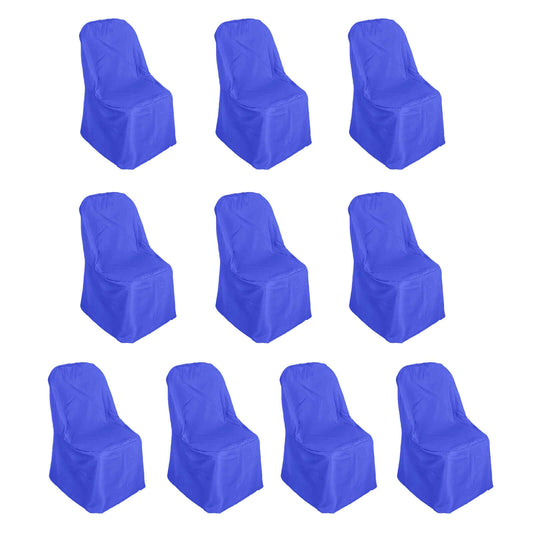 10 Pack Polyester Chair Cover for Banquet Chairs Royal Blue - Stain - Resistant Reusable Slip - On Slipcover - Bell Racket Store
