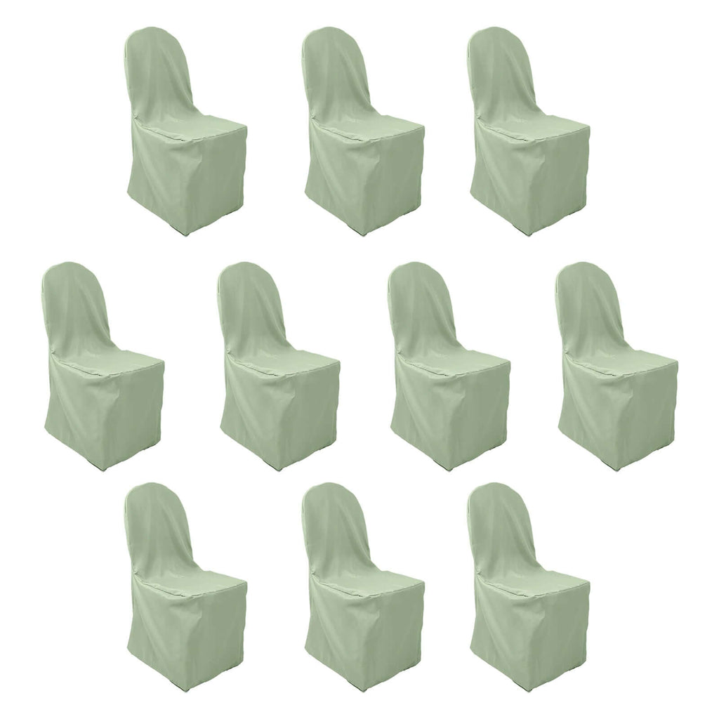 10 Pack Polyester Chair Cover for Banquet Chairs Sage Green - Stain - Resistant Reusable Slip - On Slipcover - Bell Racket Store