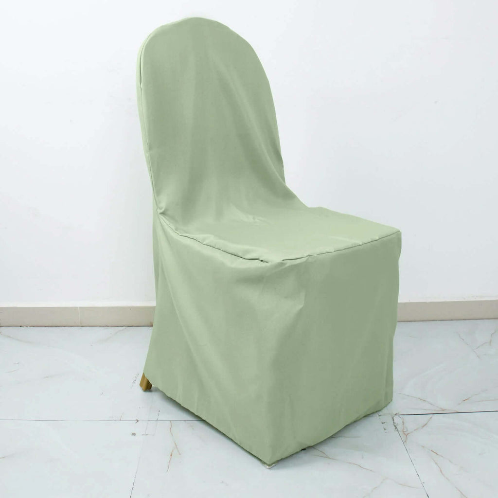 10 Pack Polyester Chair Cover for Banquet Chairs Sage Green - Stain - Resistant Reusable Slip - On Slipcover - Bell Racket Store