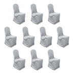 10 Pack Polyester Chair Cover for Banquet Chairs Silver - Stain - Resistant Reusable Slip - On Slipcover - Bell Racket Store