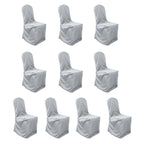 10 Pack Polyester Chair Cover for Banquet Chairs Silver - Stain - Resistant Reusable Slip - On Slipcover - Bell Racket Store