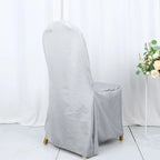 10 Pack Polyester Chair Cover for Banquet Chairs Silver - Stain - Resistant Reusable Slip - On Slipcover - Bell Racket Store