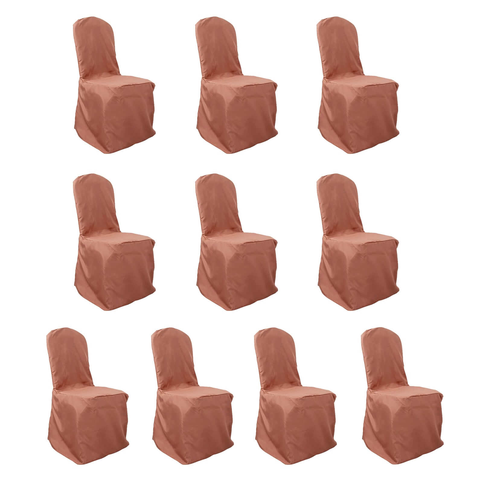 10 Pack Polyester Chair Cover for Banquet Chairs Terracotta (Rust) - Stain - Resistant Reusable Slip - On Slipcover - Bell Racket Store