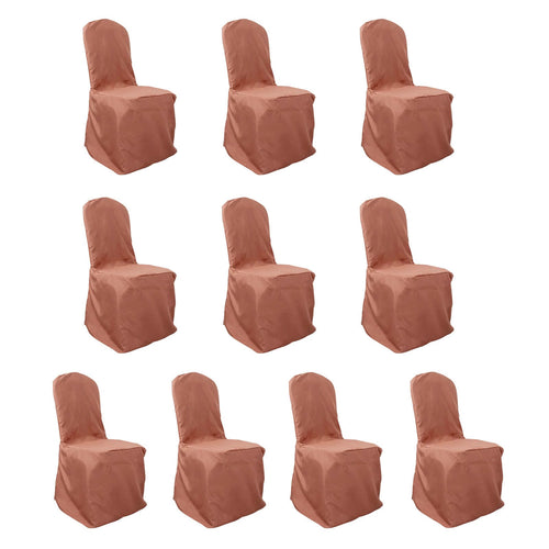 10 Pack Polyester Chair Cover for Banquet Chairs Terracotta (Rust) - Stain - Resistant Reusable Slip - On Slipcover - Bell Racket Store