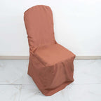 10 Pack Polyester Chair Cover for Banquet Chairs Terracotta (Rust) - Stain - Resistant Reusable Slip - On Slipcover - Bell Racket Store