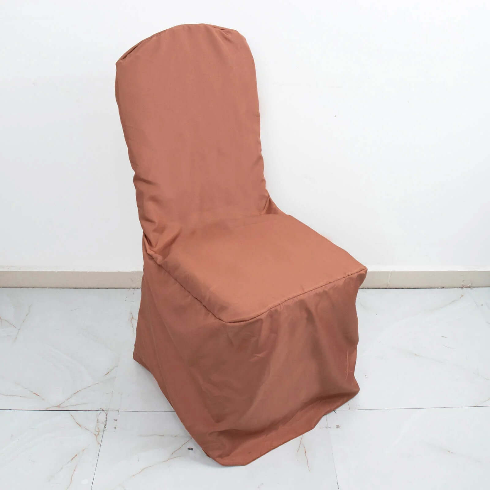 10 Pack Polyester Chair Cover for Banquet Chairs Terracotta (Rust) - Stain - Resistant Reusable Slip - On Slipcover - Bell Racket Store