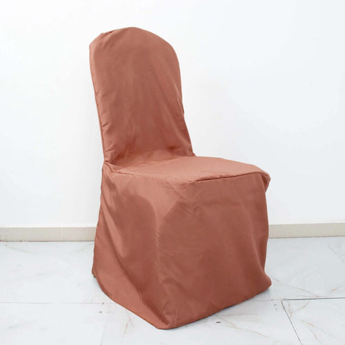10 Pack Polyester Chair Cover for Banquet Chairs Terracotta (Rust) - Stain - Resistant Reusable Slip - On Slipcover - Bell Racket Store