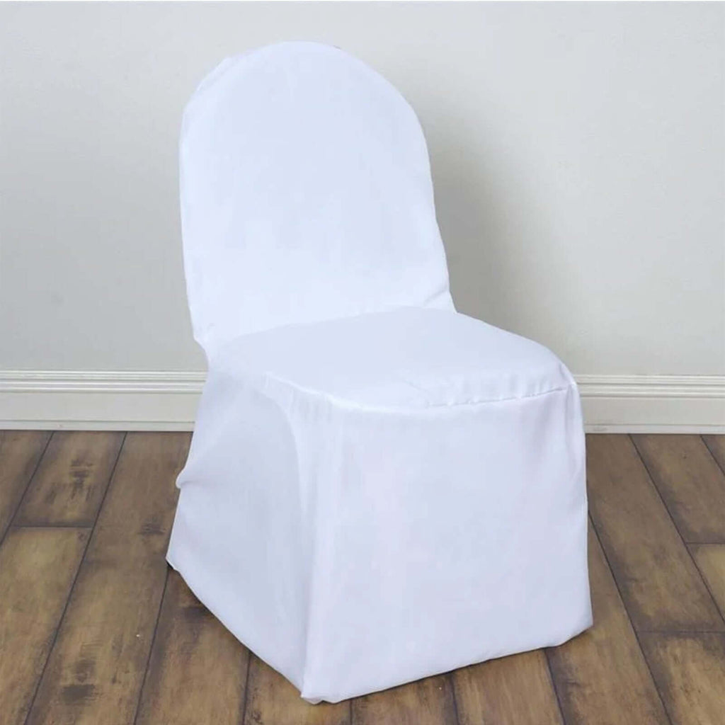 10 Pack Polyester Chair Cover for Banquet Chairs White - Stain - Resistant Reusable Slip - On Slipcover - Bell Racket Store