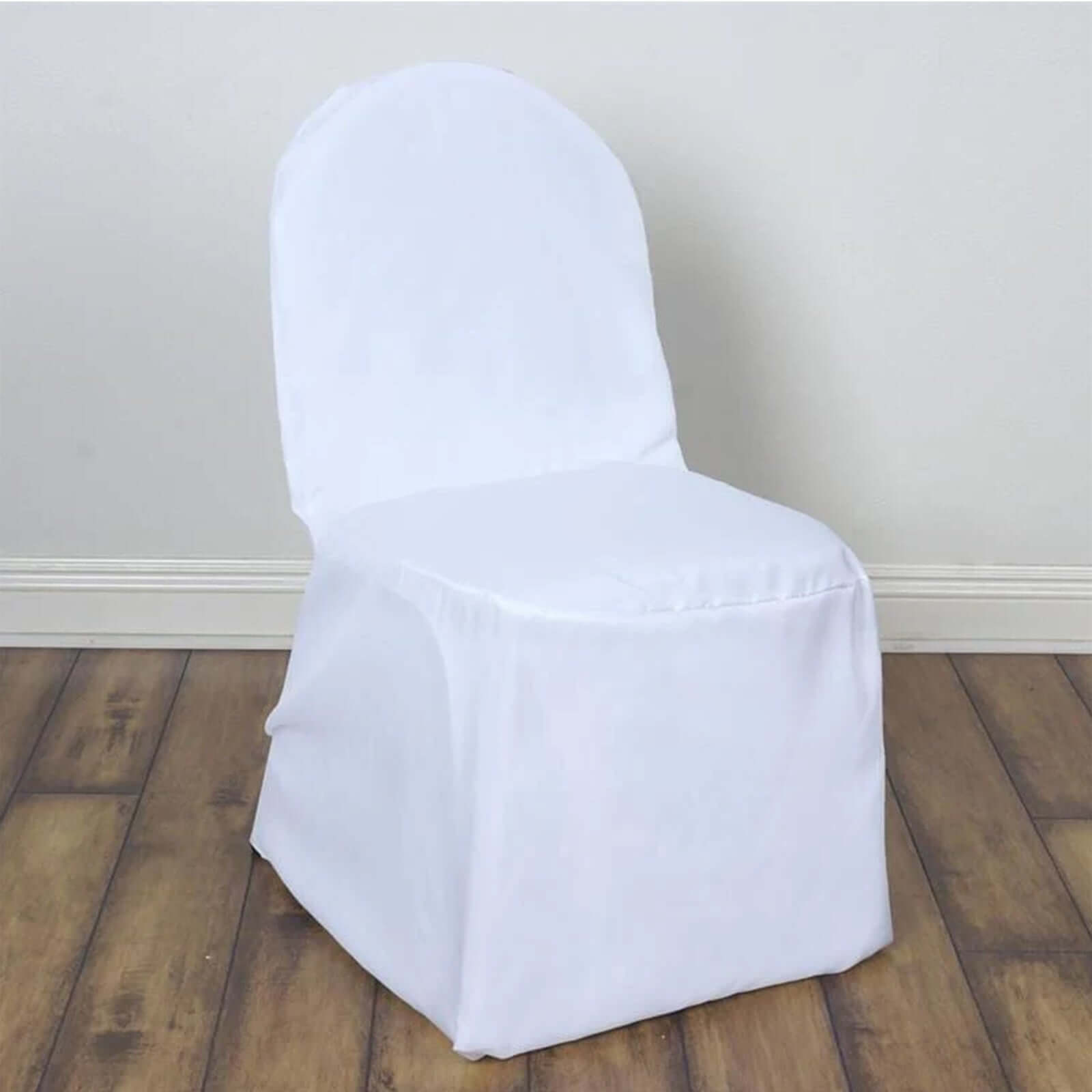 10 Pack Polyester Chair Cover for Banquet Chairs White - Stain - Resistant Reusable Slip - On Slipcover - Bell Racket Store