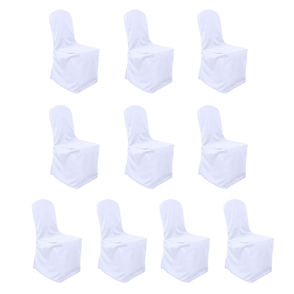 10 Pack Polyester Chair Cover for Banquet Chairs White - Stain - Resistant Reusable Slip - On Slipcover - Bell Racket Store