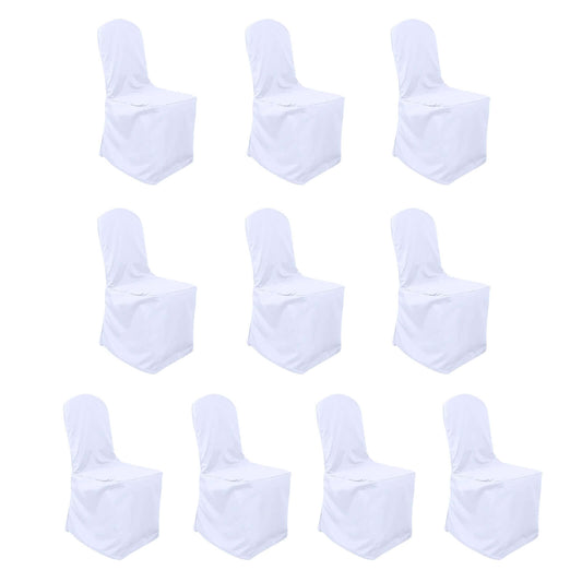 10 Pack Polyester Chair Cover for Banquet Chairs White - Stain - Resistant Reusable Slip - On Slipcover - Bell Racket Store