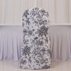 10 Pack Polyester Chair Covers for Banquet Chairs â€“ White Black French Toile Pattern, Reusable Stain - Resistant Slip - On Slipcovers - Bell Racket Store